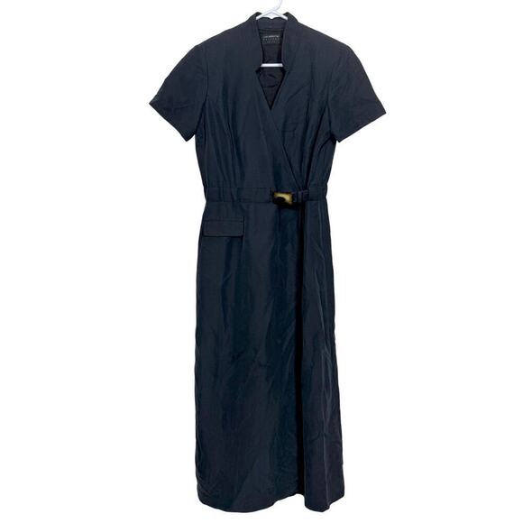 Liz Claiborne Dresses & Skirts - Vintage Liz Claiborne Wrap Dress Mandarin Collar 10 Petite Black Belted GUC